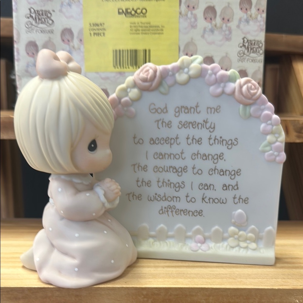 Precious Moments Serenity Prayer Figurine in Cream and Pink